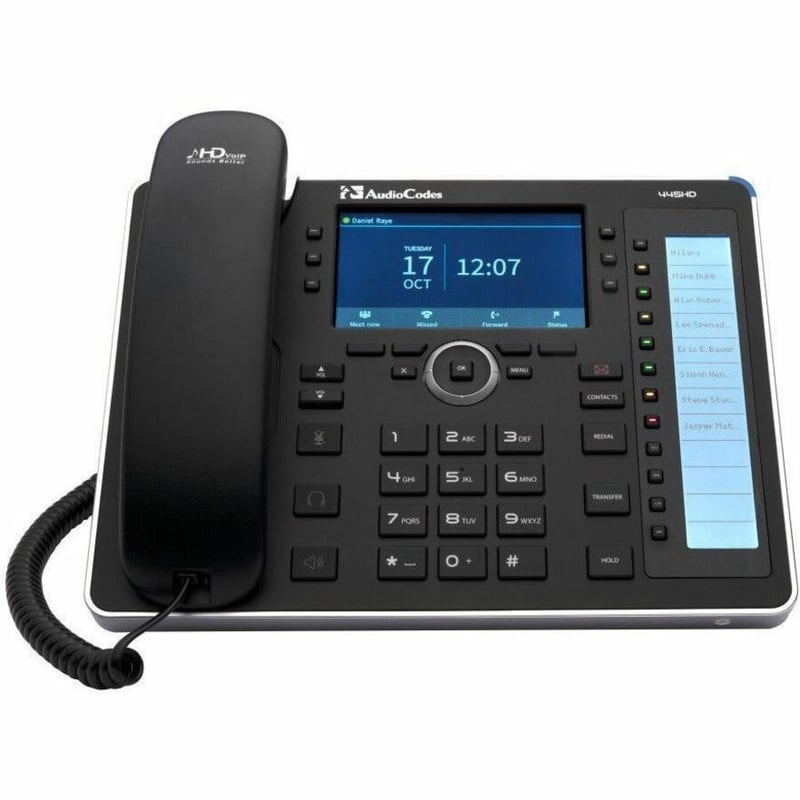 AudioCodes 445HD IP Phone - Cordless - Cordless - Wi-Fi, Bluetooth - Black - TAA Compliant - Thumbnail 2