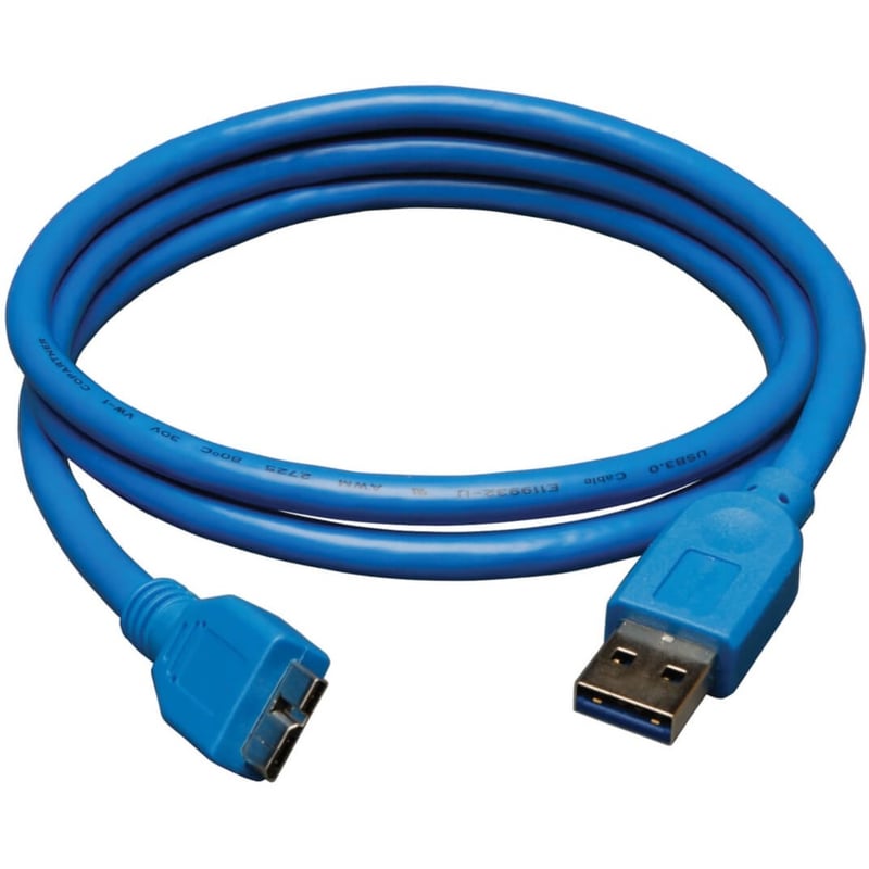 Eaton Tripp Lite Series USB 3.0 SuperSpeed Device Cable (A to Micro-B M/M), Blue, 3 ft. (0.91 m) - Thumbnail 1