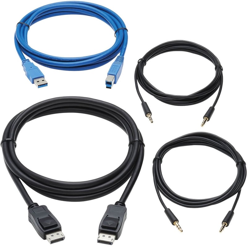 Tripp Lite by Eaton Cable Kit DisplayPort KVM Cable Kit for Tripp Lite by Eaton B005-DPUA2-K and B005-DPUA4 KVM, 4K DP, USB 3.1, 3.5 mm, 6 ft. - Thumbnail 1