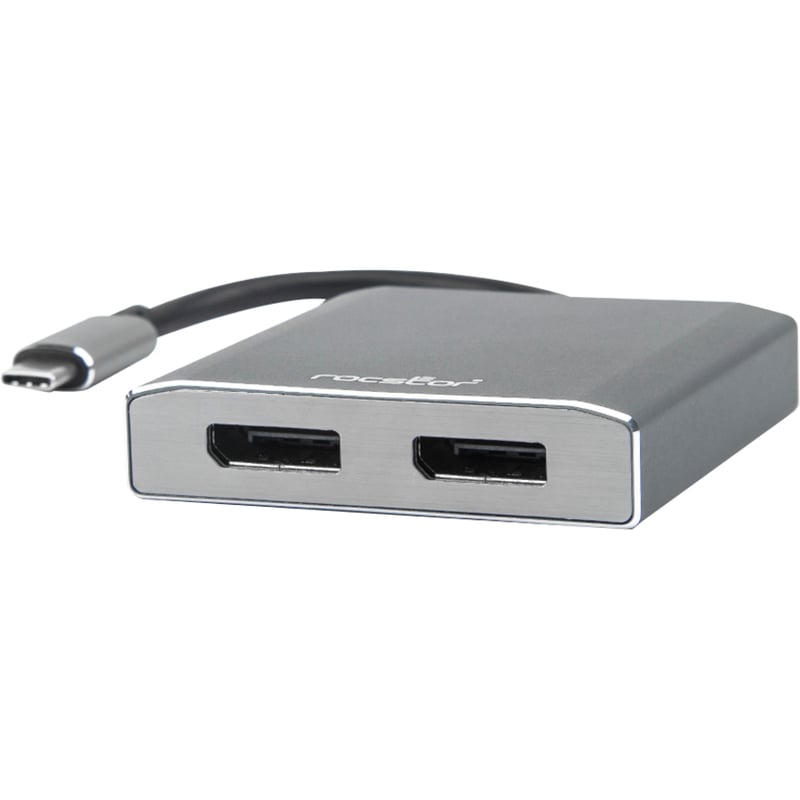Rocstor Premium USB-C to Dual DisplayPort Multi Monitor Adapter - 4K 60Hz - USB Type- C 2-Port MST Hub - for Mac and Windows - 4Kx2K 60Hz Resolutions up to 3840x2160 @ 60Hz - for MacBook Pro, Notebook/Desktop PC - USB-C to 2x DP Splitter - ALUMINUM AND - Thumbnail 2