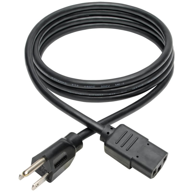 Eaton Tripp Lite Series Desktop Computer AC Power Cable, NEMA 5-15P to C13 - 10A, 125V, 18 AWG, 6 ft. (1.83 m), Black - Thumbnail 2