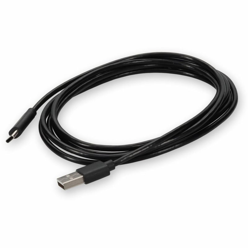 6ft (2m) USB-A 2.0 Male to USB-C 2.0 Male Black Extension Cable - Thumbnail 1