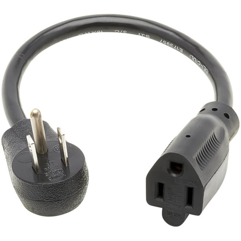Eaton Tripp Lite Series Power Extension Cord, Right-Angle NEMA 5-15P to NEMA 5-15R - 13A, 120V, 16 AWG, 1 ft. (0.31 m), Black - Thumbnail 2