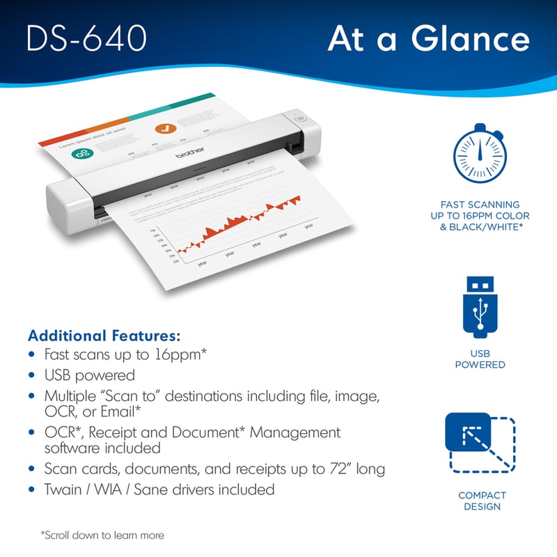 Brother DSMobile DS-640 Sheetfed Scanner - 600 dpi Optical - Thumbnail 2