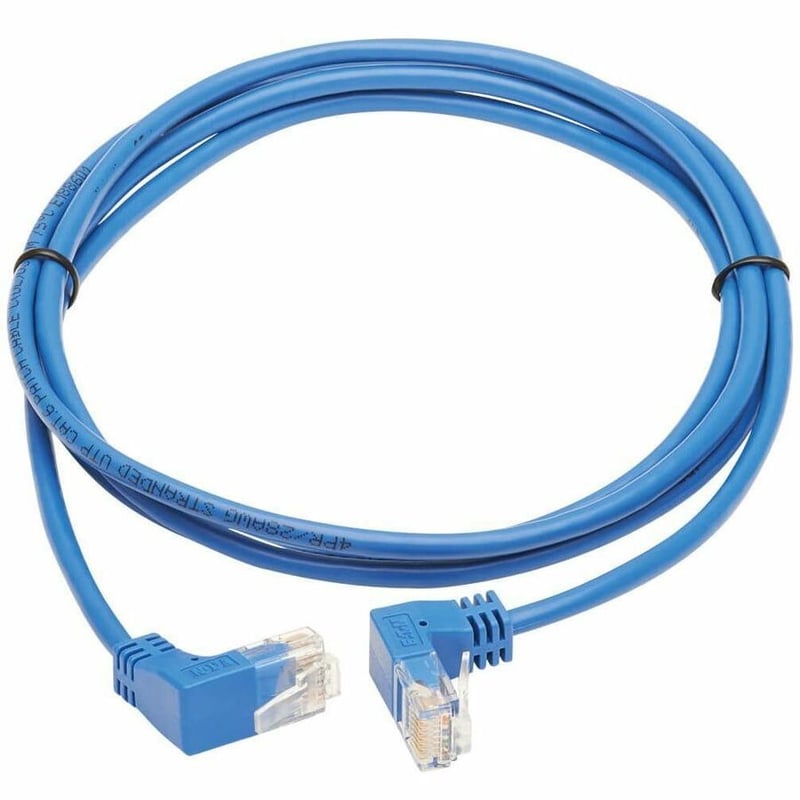 Tripp Lite by Eaton Up/Down-Angle Cat6 Gigabit Molded Slim UTP Ethernet Cable (RJ45 Up-Angle M to RJ45 Down-Angle M) Blue 7 ft. (2.13 m) - Thumbnail 2