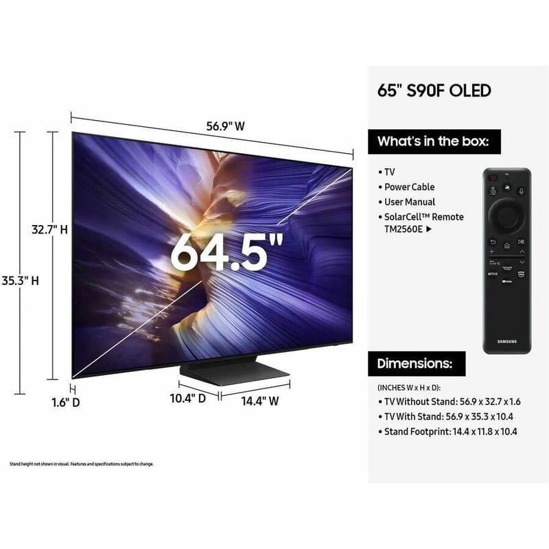 Samsung S90F QN65S90FAF 64.5" Smart OLED TV - 4K UHDTV - Graphite Black - Thumbnail 2
