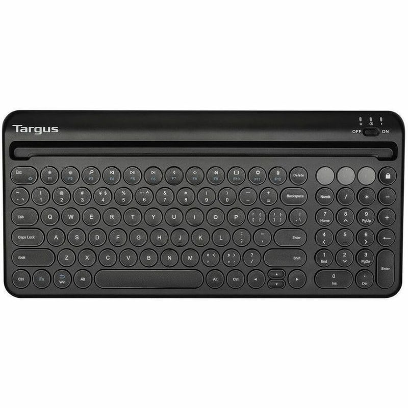 Multi-Device Bluetooth Antimicrobial Keyboard with Tablet/Phone Cradle - Thumbnail 3