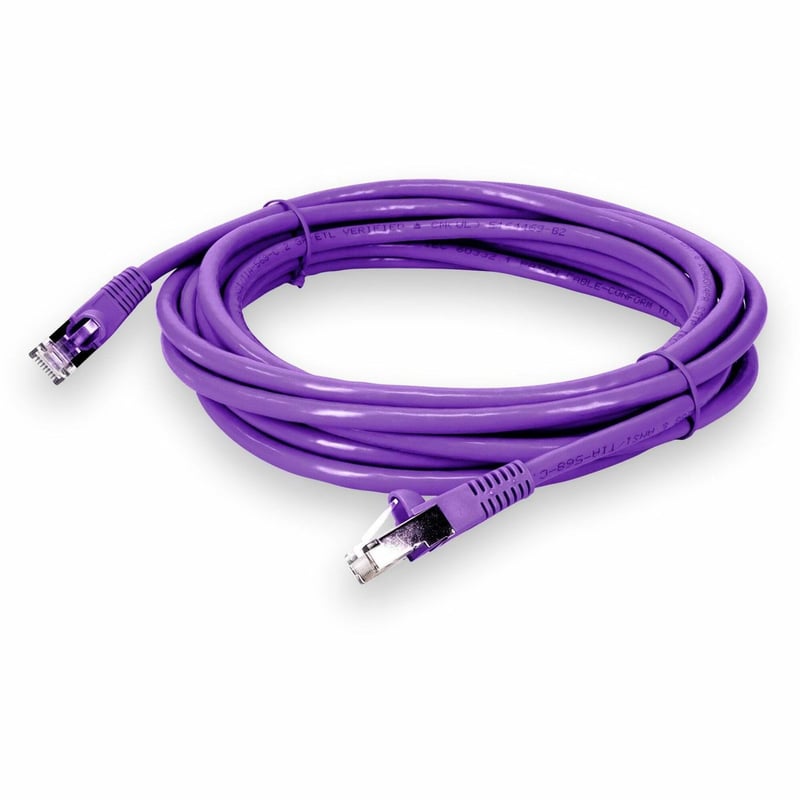 AddOn 50ft Violet CAT 6 Shielded PVC Ethernet Cable Snagless Easy Clear Boot RJ-45 M/M - Thumbnail 1