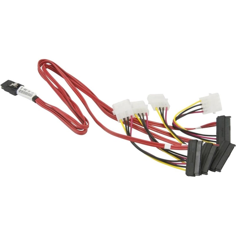 Supermicro MiniSAS to 4 SAS/SATA 60cm with 4 Pin Power 15cm Cable - Thumbnail 1