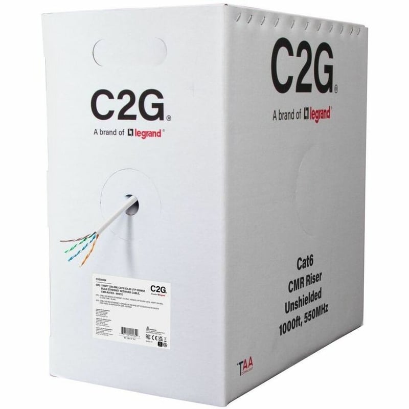 C2G BULK CAT6 UTP CMR TAA WHITE C2G 1000FT CAT6 ETHERNET CABLE CMR - Thumbnail 2