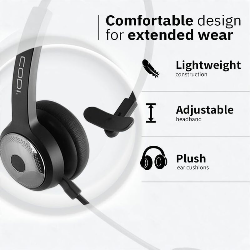 CODi CLARO Wireless Headset with Integrated AI ENC Microphone - Thumbnail 4