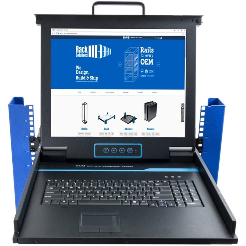 Rack Solutions 1U Sliding KVM with Keyboard, Trackpad and 17in Monitor (1 KVM Port) - Thumbnail 4