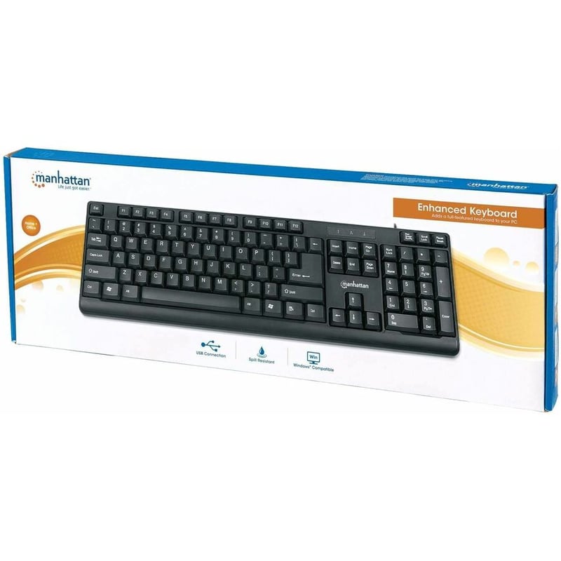 ENHANCED KEYBOARD USB, BLACK - 104 KEYS - STREAMLINED, DURABLE DESIGN IDEAL FOR - Thumbnail 2