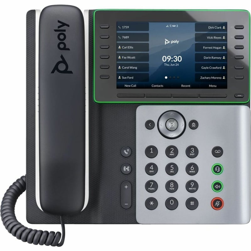 Poly Edge E550 IP Phone - Corded - Corded/Cordless - Bluetooth, Wi-Fi - Desktop, Wall Mountable - Black - Thumbnail 1