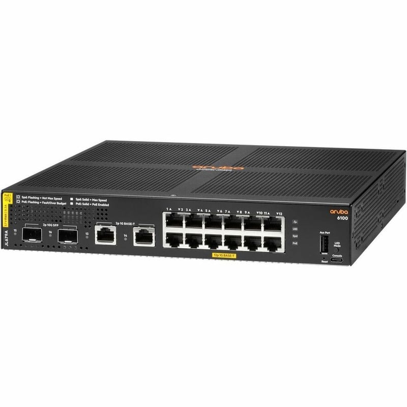 Aruba CX 6100 Ethernet Switch 6100 12G Class4 PoE 2G/2SFP+ 139W Switch - Thumbnail 2