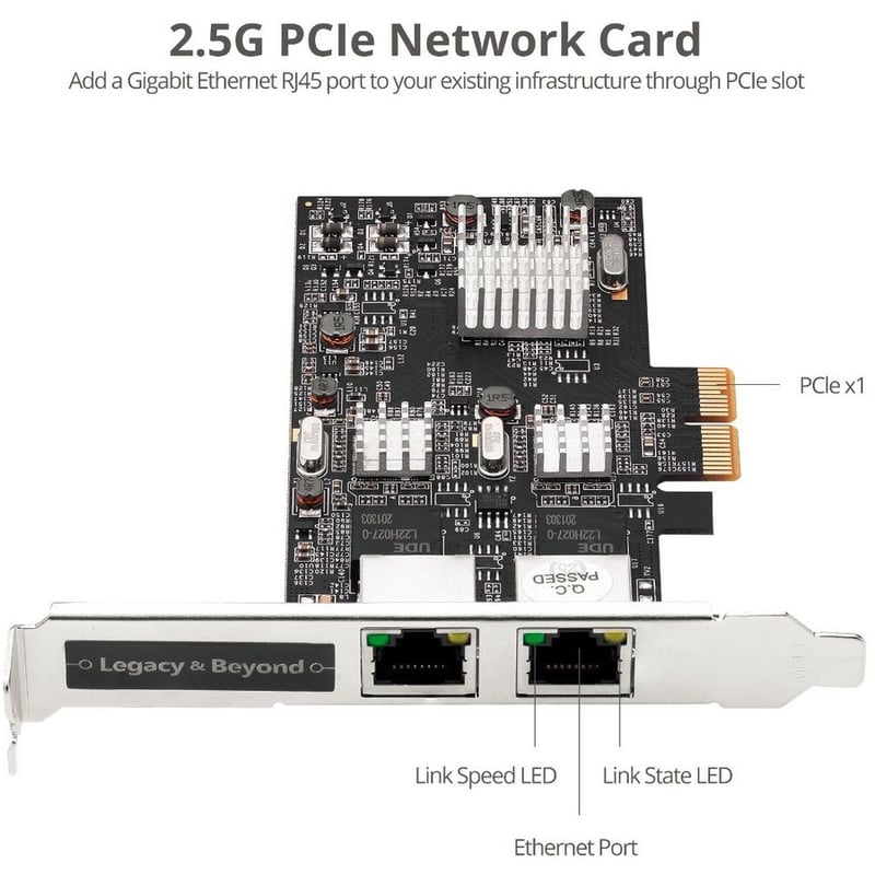 SIIG Dual 2.5G 4-Speed Multi Gigabit Ethernet PCIe Card - Thumbnail 2