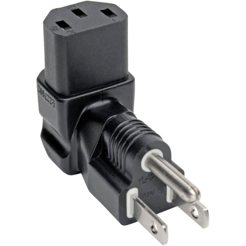 Tripp Lite by Eaton Computer Power Cord Adapter NEMA 5-15P to Down Angle C13 - 10A 125V Black - Thumbnail 1
