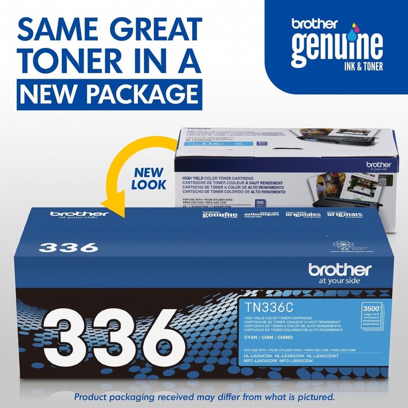 Brother Genuine TN336C High Yield Cyan Toner Cartridge - Thumbnail 3
