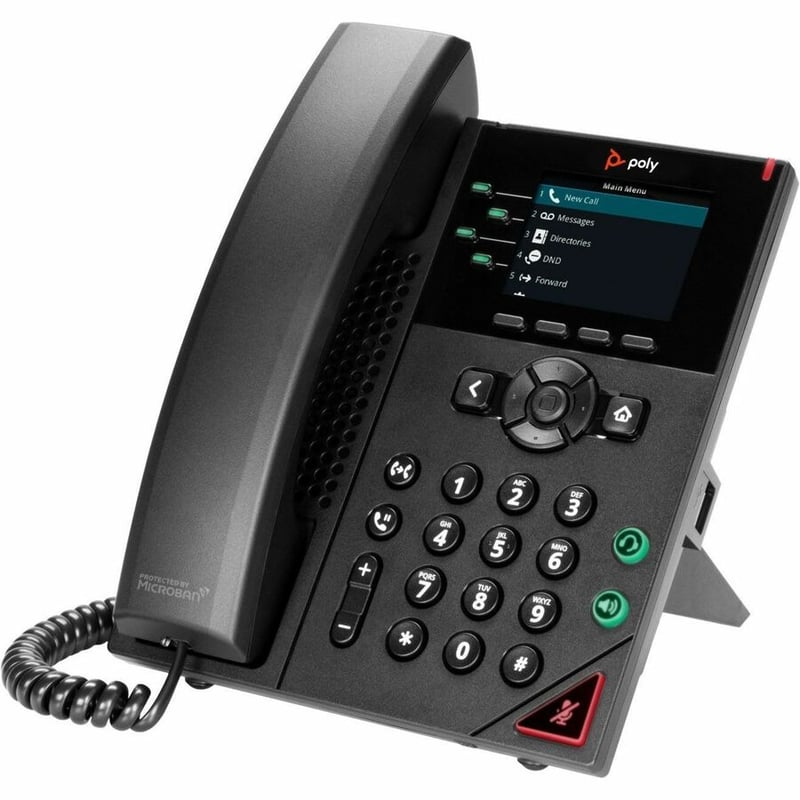 Poly VVX 250 IP Phone - Corded - Corded - Desktop, Wall Mountable - Black - Thumbnail 3