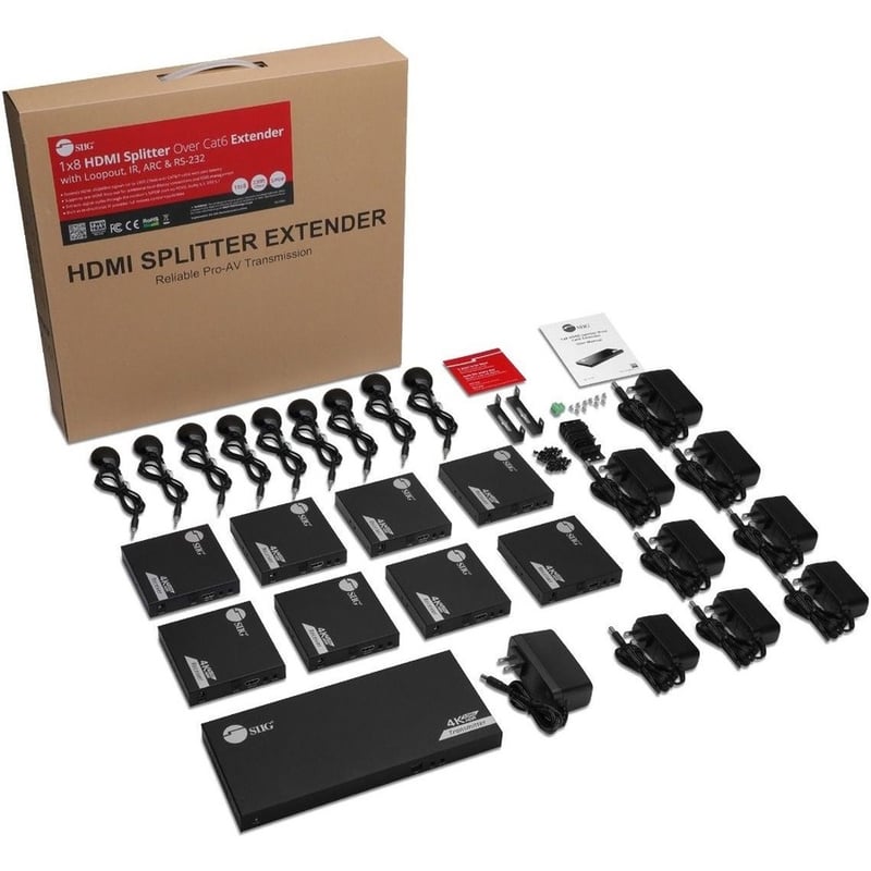 SIIG 1x8 4K 60Hz HDMI Splitter Over Cat6 Extender with Loopout/IR/ARC & RS-232 - Up to 230ft (70m) - Near Zero Latency - Thumbnail 2