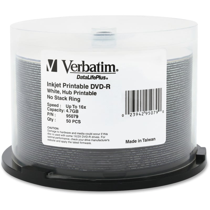 Verbatim DataLifePlus 95079 DVD Recordable Media - DVD-R - 16x - 4.70 GB - 50 Pack Spindle - Thumbnail 1