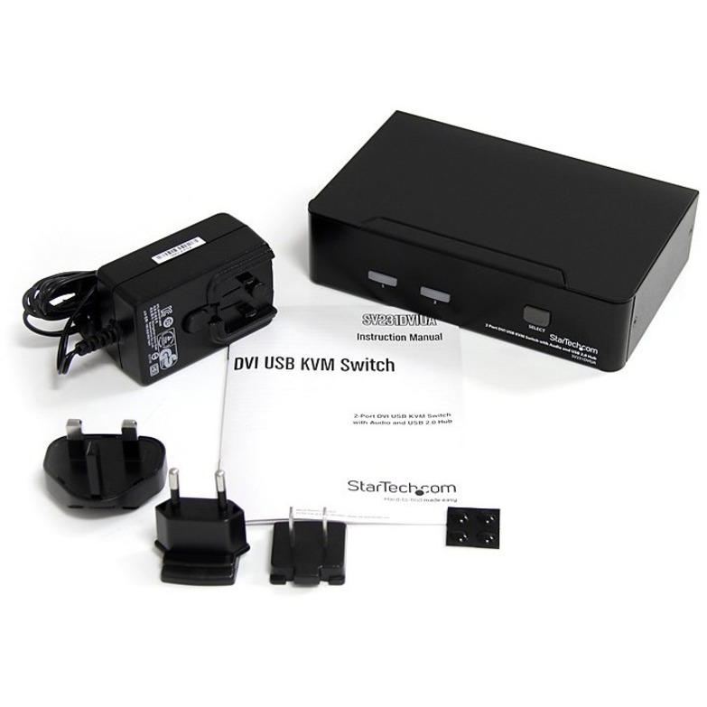 StarTech.com 2 Port DVI + USB KVM Switch with Audio - KVM switch - USB 2.0 Hub - 2 ports - 1 local user - 1U - Thumbnail 2