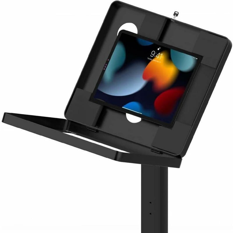CTA Digital Premium Thin Profile Floor Stand with Large Universal Security Enclosure (Black) - Thumbnail 5