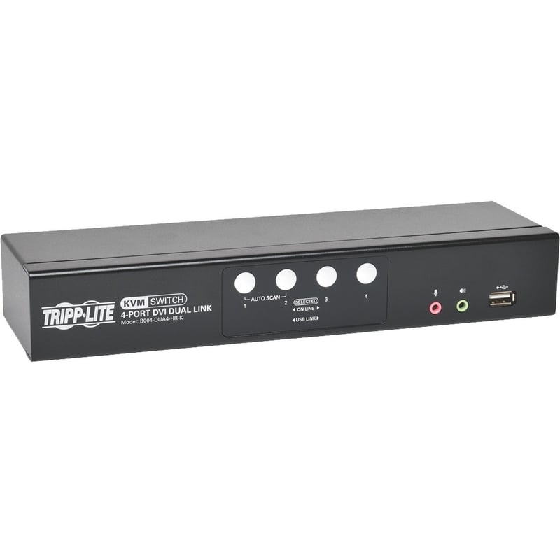 Tripp Lite by Eaton KVM Switch 4-Port DVI Dual-Link / USB w/ Audio & 4x 6ft Cables - Thumbnail 1