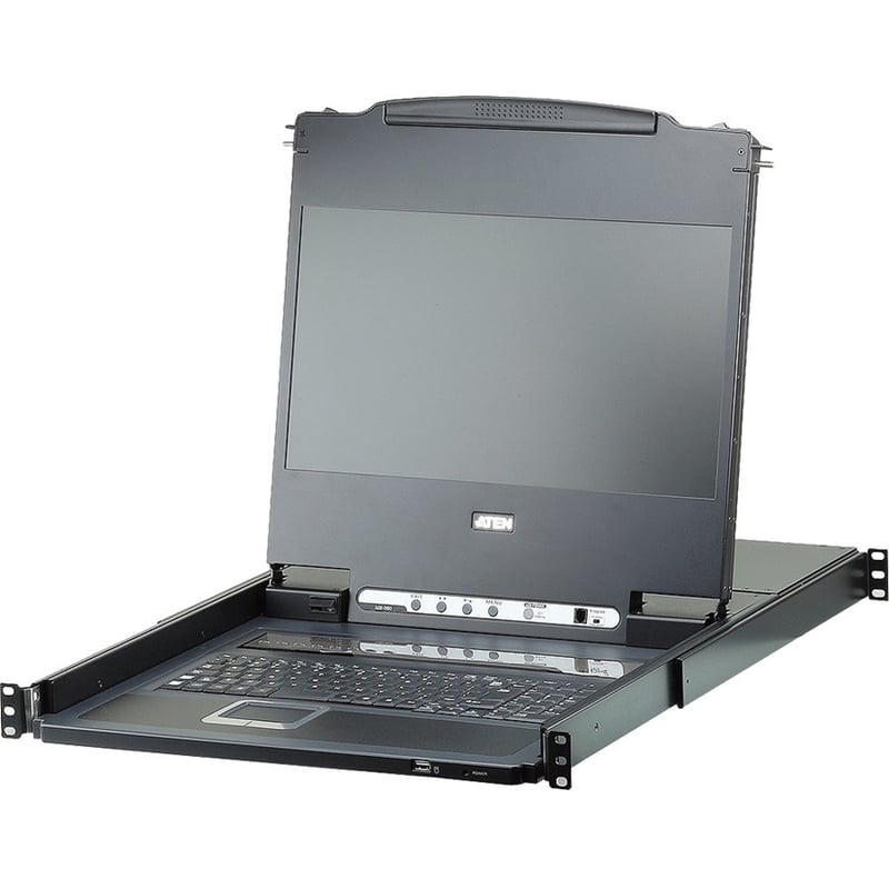 ATEN CL6708MW Single Rail 8-Port DVI FHD LCD KVM Switch with Standard Rack Mount Kit-TAA Compliant - Thumbnail 1