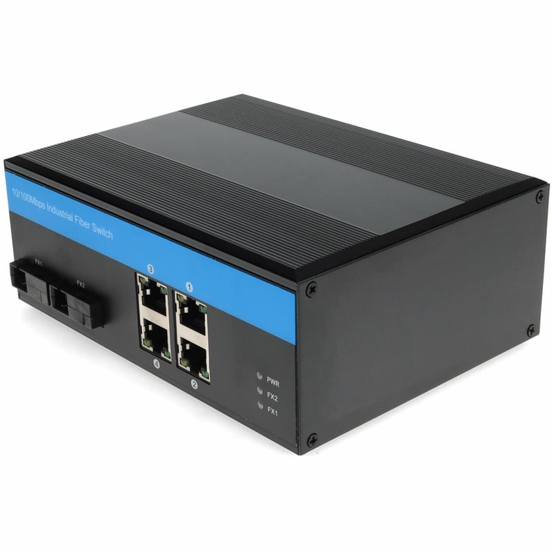 AddOn 4 10/100Base-TX(RJ-45) to 2 100Base-BXU(SC) SMF 1310nmTX/1550nmRX 20km Industrial Media Converter Switch - Thumbnail 1
