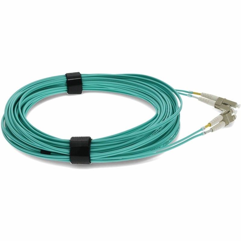 AddOn 17m LC to LC Aqua OM3 Duplex OFNR (Riser-Rated) Fiber Patch Cable - Thumbnail 2