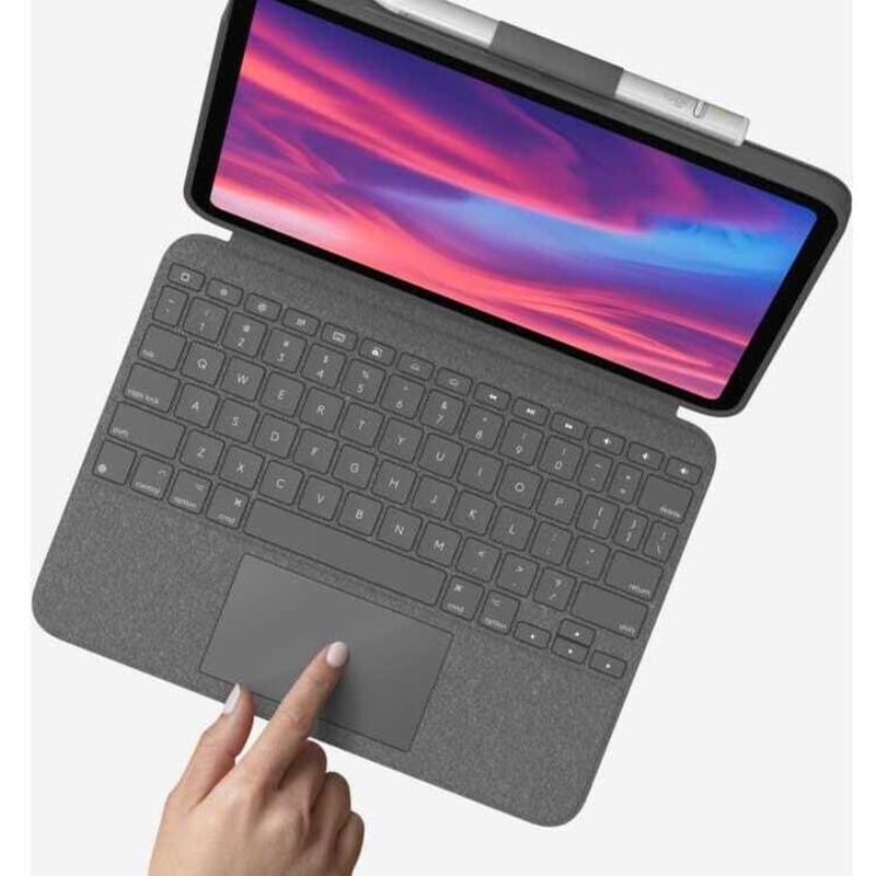 Logitech Combo Touch Keyboard/Cover Case (Folio) for 10.9" Apple, Logitech iPad (10th Generation) Tablet - Oxford Gray