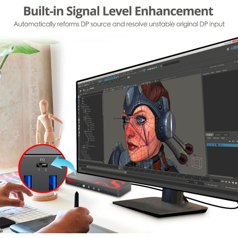 SIIG 4 Port 4K 60HZ DisplayPort 1.2 KVM Switch with USB 3.0 and Multi-Media ports - Thumbnail 3