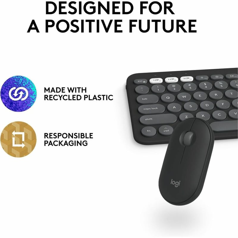 Logitech Pebble 2 Combo for Mac Wireless Keyboard and Mouse - Thumbnail 3