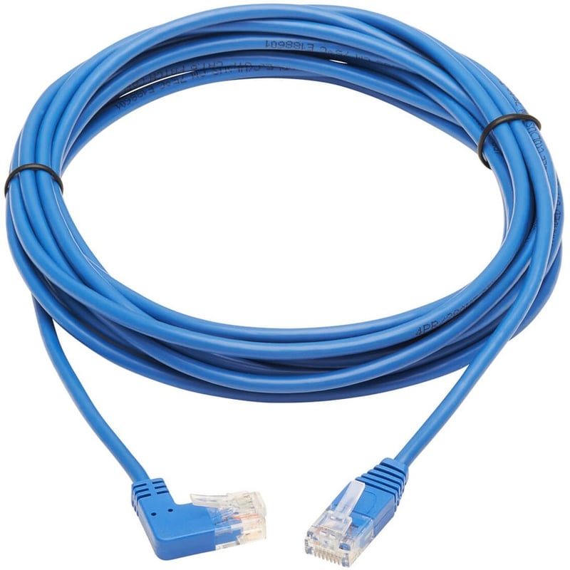 Eaton Tripp Lite Series Right-Angle Cat6 Gigabit Molded Slim UTP Ethernet Cable (RJ45 Right-Angle M to RJ45 M), Blue, 15 ft. (4.57 m) - Thumbnail 2