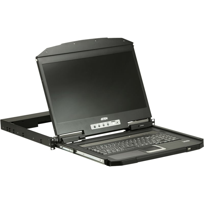 Aten 1U Ultra Short Depth Single Rail WideScreen LCD Console (USB / VGA)-TAA Compliant - Thumbnail 2