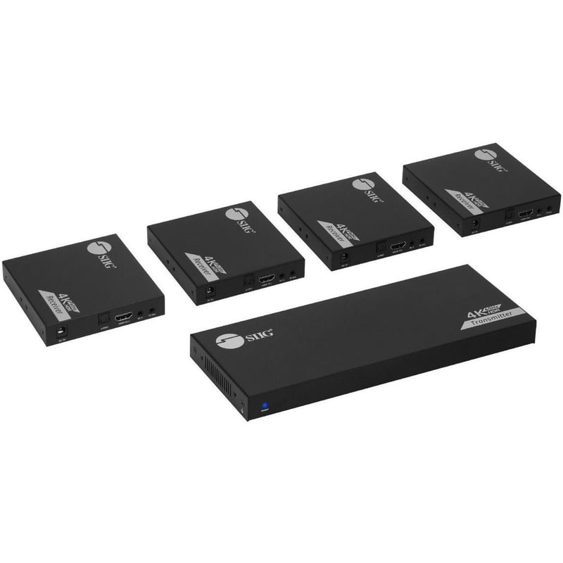 SIIG 1x4 4K 60Hz HDMI Splitter Over Cat6 Extender with Loopout/IR/ARC & RS-232 - Up to 230ft (70m) - Near Zero Latency - Thumbnail 1