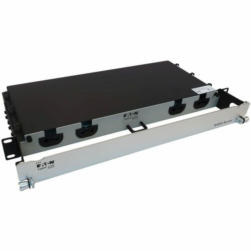 Eaton Tripp Lite Series Preloaded Fiber Panel, 1U - 2x (12F MTP/MPO-PC to 4x LC Duplex F/M) 8F Trunk Cables, OM4 Multimode, 20 m (65.6 ft.) - Thumbnail 1