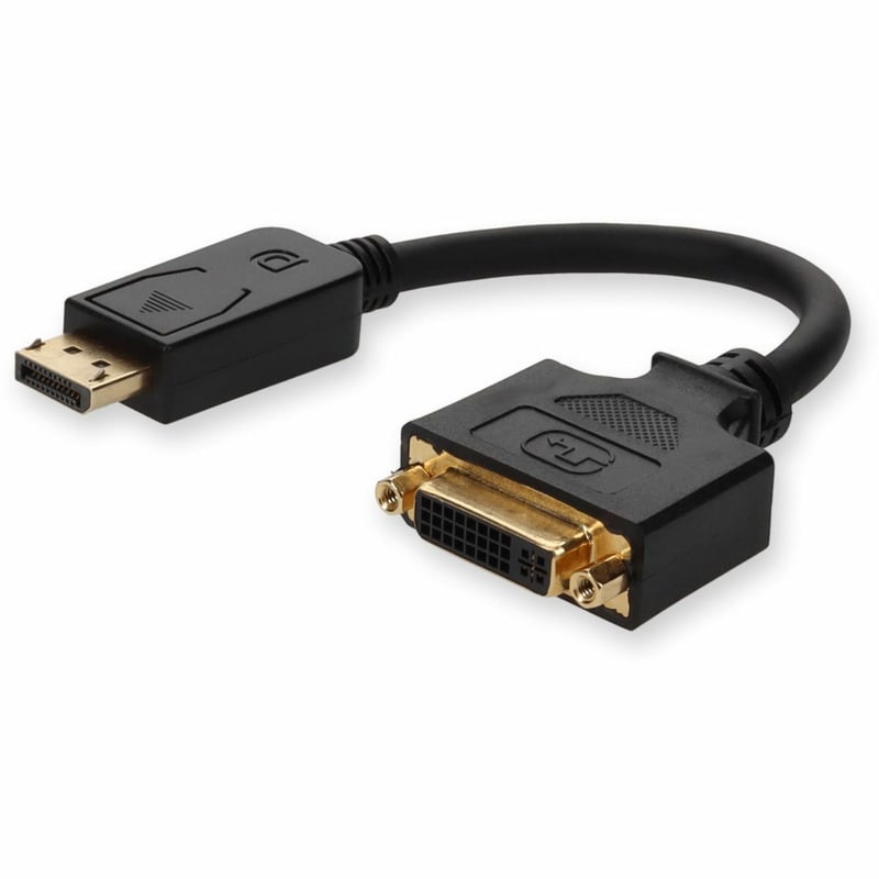 5PK DisplayPort 1.2 Male to DVI-I (29 pin) Female Black Active Adapters For Resolution Up to 1920x1200 (WUXGA) - Thumbnail 1