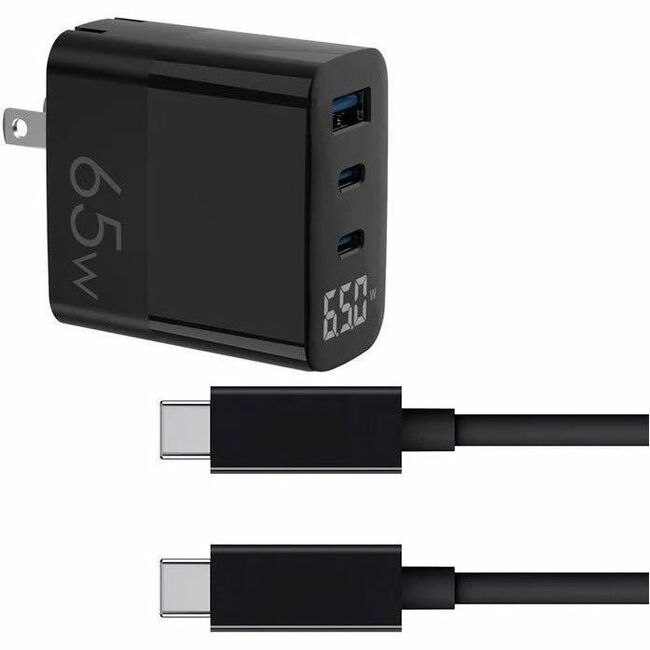 4XEM 65W 10FT USB-C to USB-C Laptop Triple USB GaN Charging Kit - with Display - Thumbnail 1