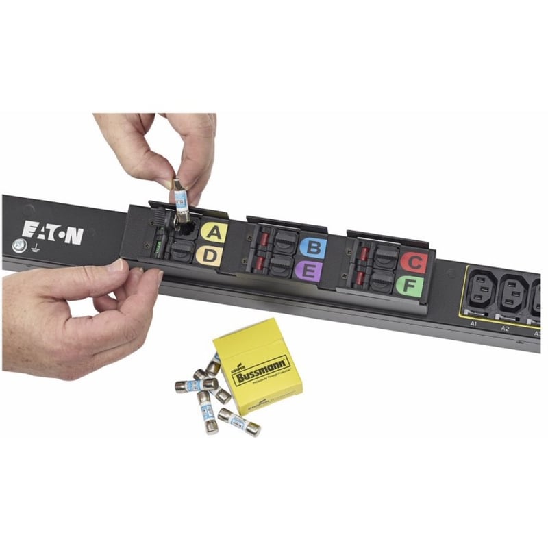 Eaton fuse disconnect rack PDU, 0U, 309-460P9 input, 17.3 kW max, 200-240V, 48A, 6 ft cord, Three-phase, Outlets: (48) C13 Outlet grip, (12) C19 Outlet grip - Thumbnail 2