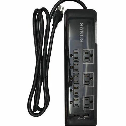 SURGE PROTECTED FLOOR STRIP, 6 OUTLETS, 2 USB PORTS - Thumbnail 1