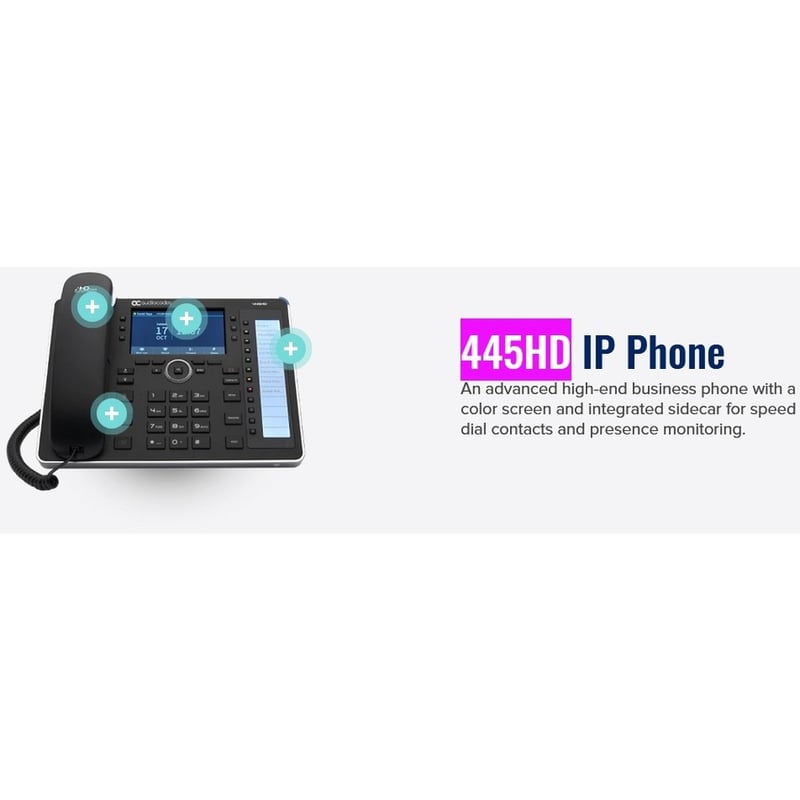 AudioCodes 445HD IP Phone - Corded - Corded - Black - Thumbnail 2