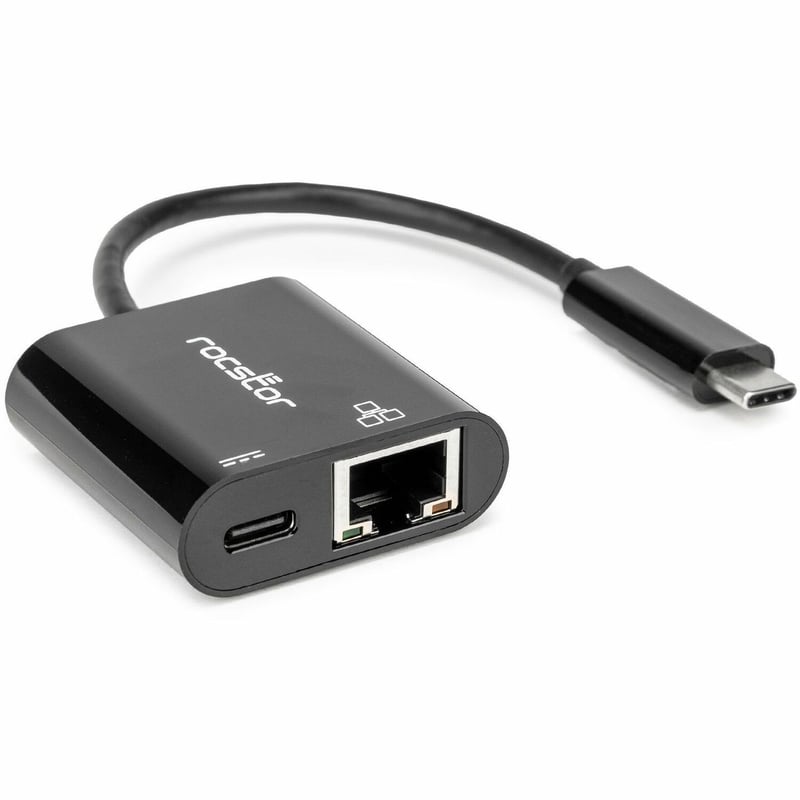 Rocstor Premium USB-C to Gigabit Ethernet with USB-C 100W Power Delivery PD 3.0 Adapter - Thumbnail 1