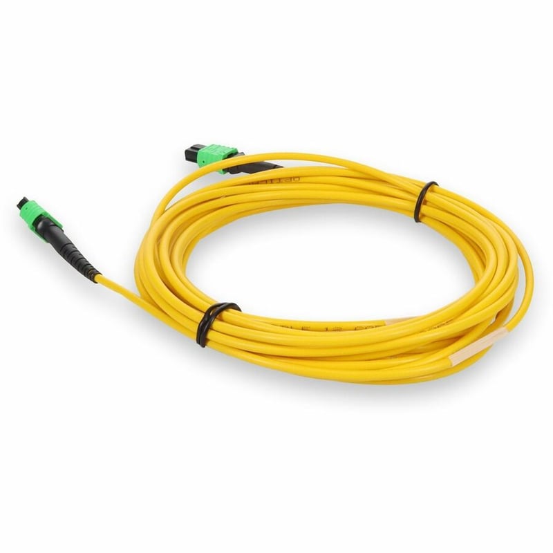 AddOn 4m MPO/APC to MPO/APC Yellow OS2 OFNR (Riser-Rated) 12-Strand SMF Fiber Patch Cable - Thumbnail 3