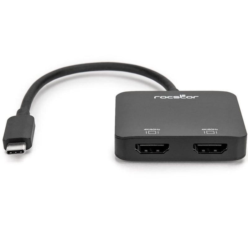 Rocstor Premium USB-C to Dual HDMI Multi Monitor Adapter - HDMI 4K 60Hz - USB Type- C 2-Port Multi Monitor MST Hub Adapter- for PC/Windows - 4Kx2K Resolutions up to 3840x2160 @ 60Hz - For Notebook/Desktop PC - USB-C to - Thumbnail 3