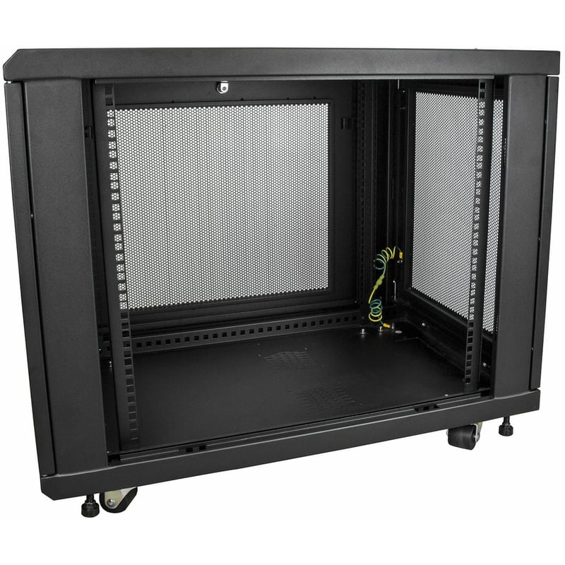 StarTech.com 12U 19" Server Rack Cabinet 4 Post Adjustable Depth 2-30" w/Casters/Cable Management/1U Shelf, Locking Doors and Side Panels - Thumbnail 3