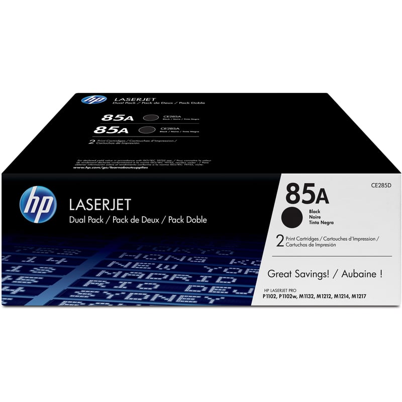 HP 85A (CE285D) Original Laser Toner Cartridge - Dual Pack - Black - 2 / Carton - Thumbnail 1