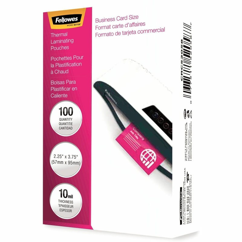 Fellowes Glossy Pouches - Business Card, 10 mil, 100 pack - Thumbnail 1