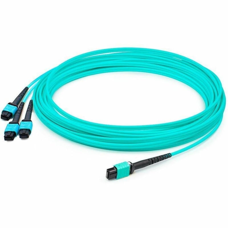 AddOn 3m MPO/UPC to 3xMPO/UPC Aqua OM4 OFNR (Riser-Rated) 12-Strand Fiber Fanout Cable